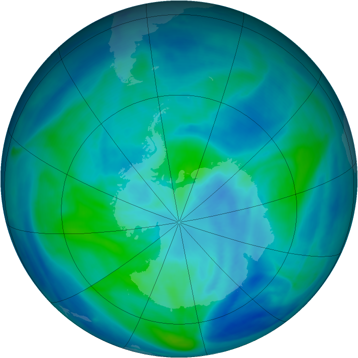 Antarctic ozone map for 19 March 2008